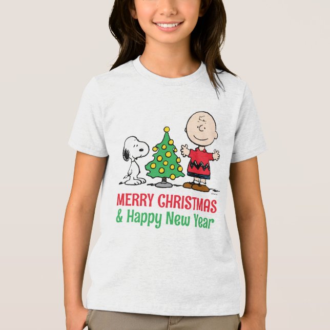 Peanuts | Snoopy & Charlie Brown Christmas Tree Tri-Blend Shirt (Front)