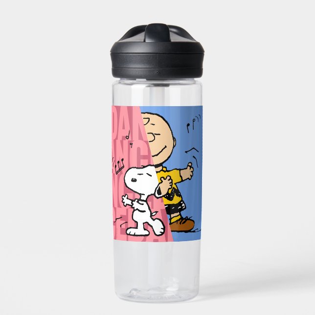 Peanuts | Snoopy & Charlie Brown Half & Half Dance Water Bottle (Front)