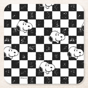 Peanuts   Snoopy Chequered Flag Square Paper Coaster