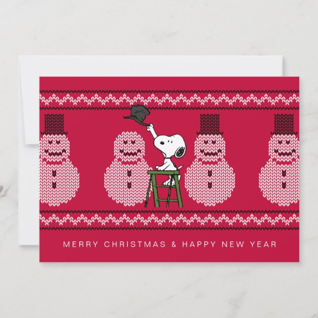 Peanuts | Snoopy Christmas Sweater Snowman Holiday Card (Front)