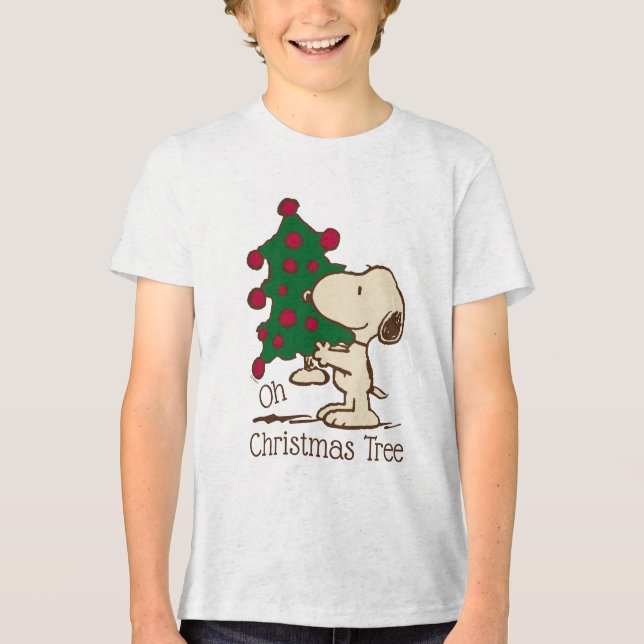 Peanuts | Snoopy Christmas Tree Tri-Blend Shirt (Front)
