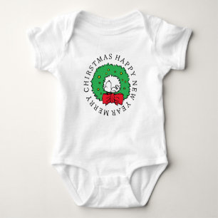 Peanuts Snoopy Christmas Wreath Baby Bodysuit