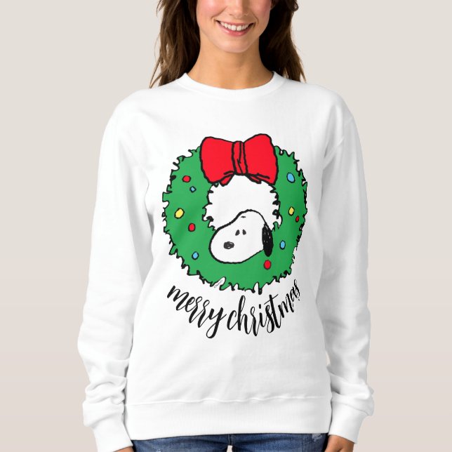 Peanuts | Snoopy Christmas Wreath & Bow Sweatshirt (Front)