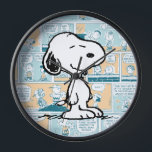Peanuts | Snoopy Comic Pattern Clock<br><div class="desc">Snoopy is the loveable pet beagle of Charlie Brown in the comic strip Peanuts by Charles M. Schulz. Check out this cute Peanuts design featuring Snoopy on a comic strip pattern.</div>