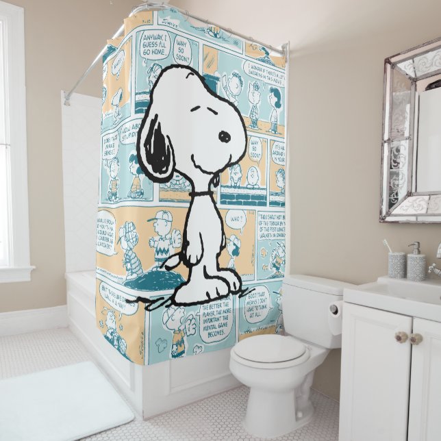 Peanuts | Snoopy Comic Pattern Shower Curtain (In Situ)