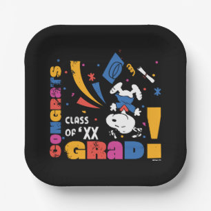 Peanuts Snoopy Congrats Grad Graduation Confetti Paper Plate