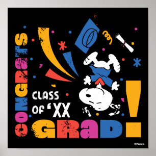 Peanuts Snoopy Congrats Grad Graduation Confetti Poster