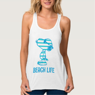 Peanuts Snoopy Cyan Stripes Sunglasses Singlet