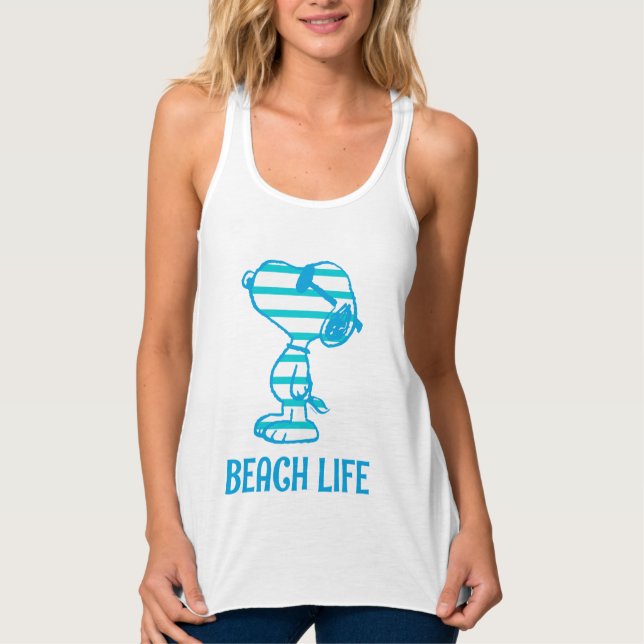 Peanuts | Snoopy Cyan Stripes Sunglasses Singlet (Front)