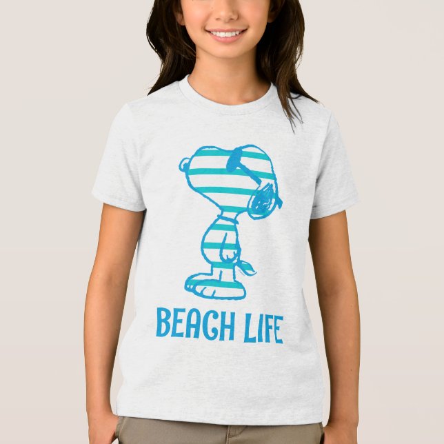 Peanuts | Snoopy Cyan Stripes Sunglasses Tri-Blend Shirt (Front)