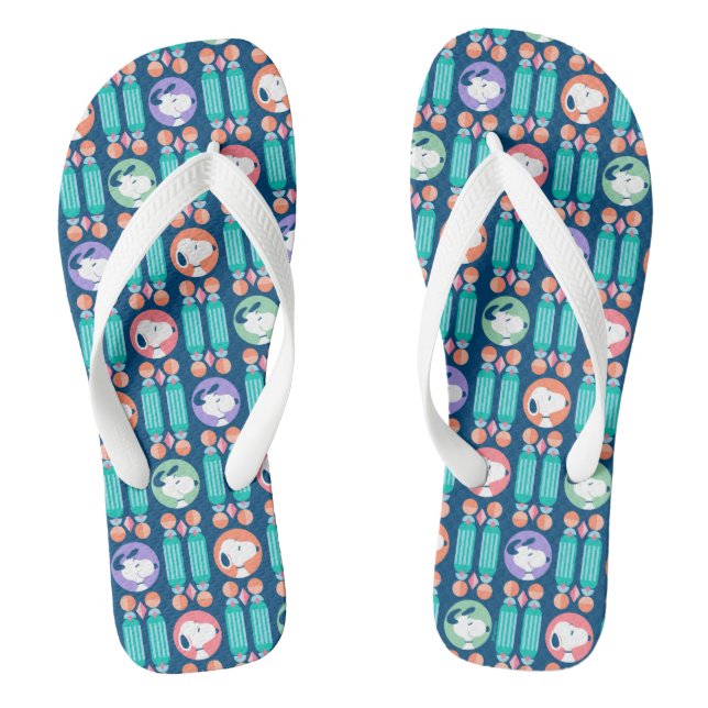 Peanuts | Snoopy Dark Blue Deco Dreams Pattern Jandals (Footbed)