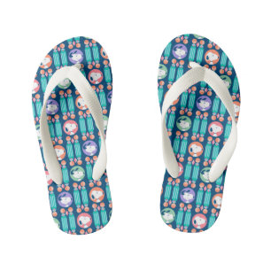 Peanuts   Snoopy Dark Blue Deco Dreams Pattern Kid's Jandals
