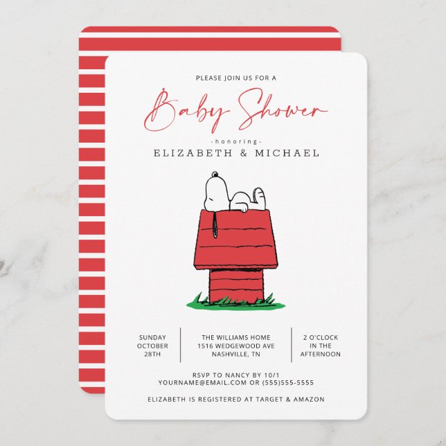 Peanuts Snoopy Dog House - Baby Shower Invitation (Front/Back)