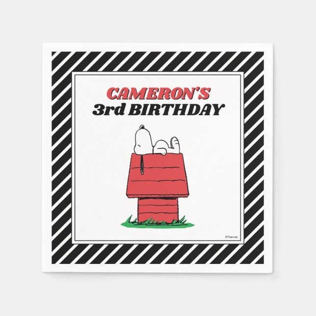 Peanuts Snoopy Dog House Birthday Napkins (Front)