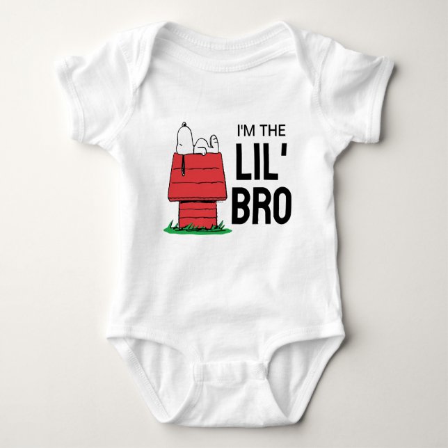 Peanuts Snoopy Dog House | I'm The Little Brother Baby Bodysuit (Front)