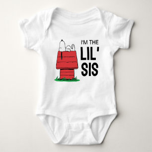 Peanuts Snoopy Dog House   I'm the Little Sister Baby Bodysuit
