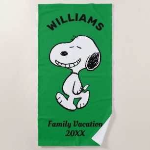 Peanuts Snoopy Family Vacation Beach Towel