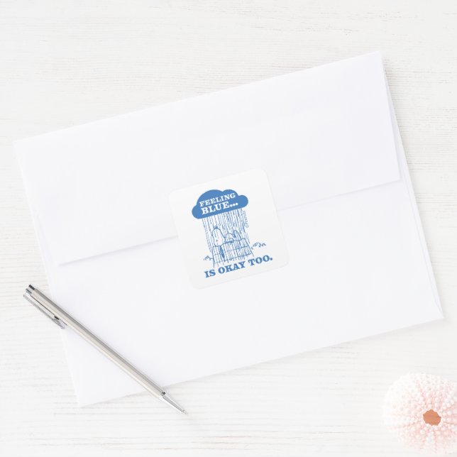 Peanuts | Snoopy Feeling Blue Is OK Too Square Sticker (Envelope)