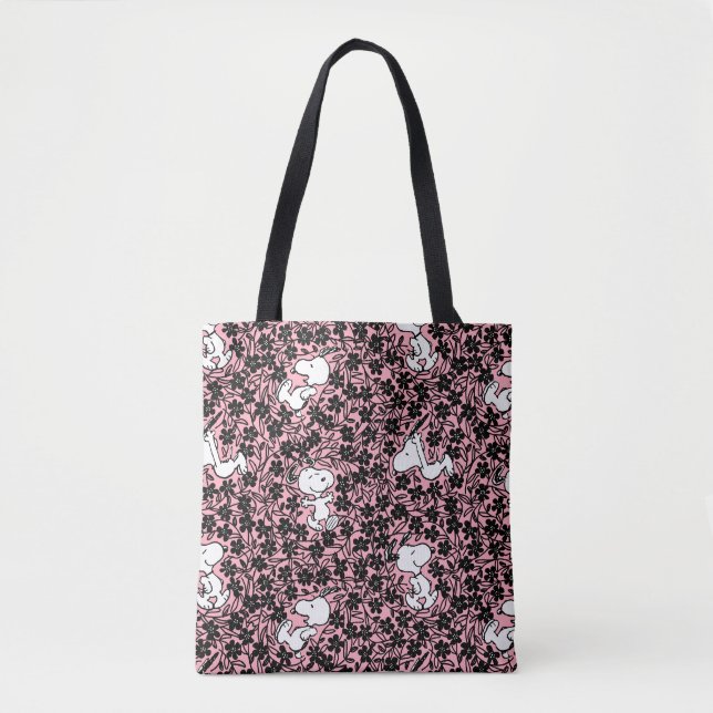 Peanuts | Snoopy Flower Vine Pattern Tote Bag (Front)