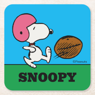 Peanuts   Snoopy Football Kicker Square Paper Coaster