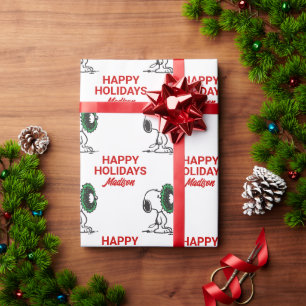 Peanuts   Snoopy for the Holidays   Add Your Name Wrapping Paper