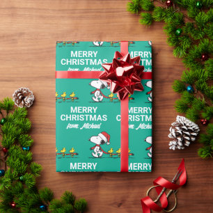 Peanuts   Snoopy & Friends Winter   Add Your Name Wrapping Paper