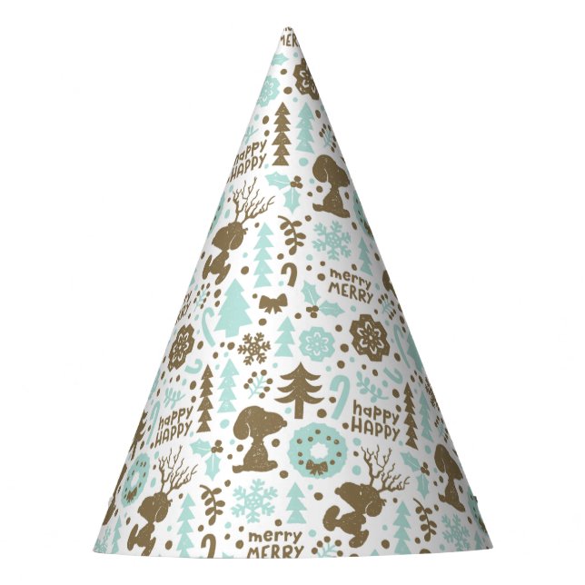 Peanuts | Snoopy Frosty Christmas Pattern Party Hat (Front)