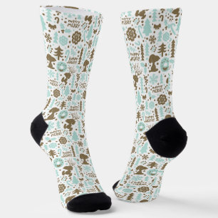 Peanuts   Snoopy Frosty Christmas Pattern Socks