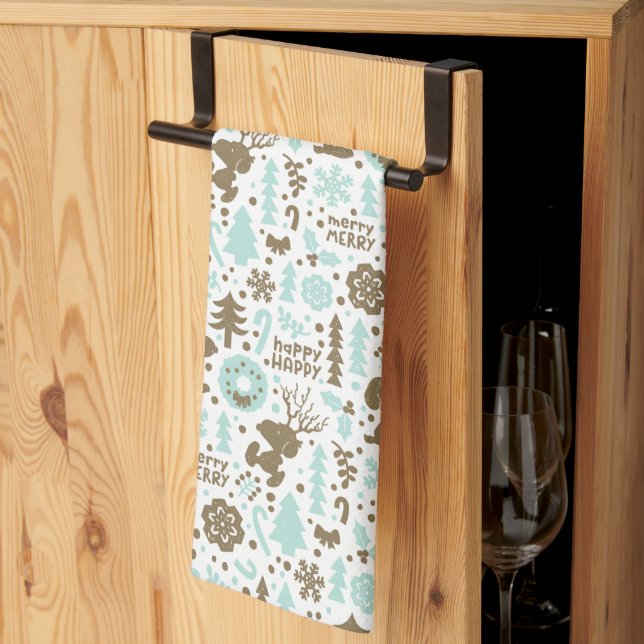 Peanuts | Snoopy Frosty Christmas Pattern Tea Towel (Thirds Fold)