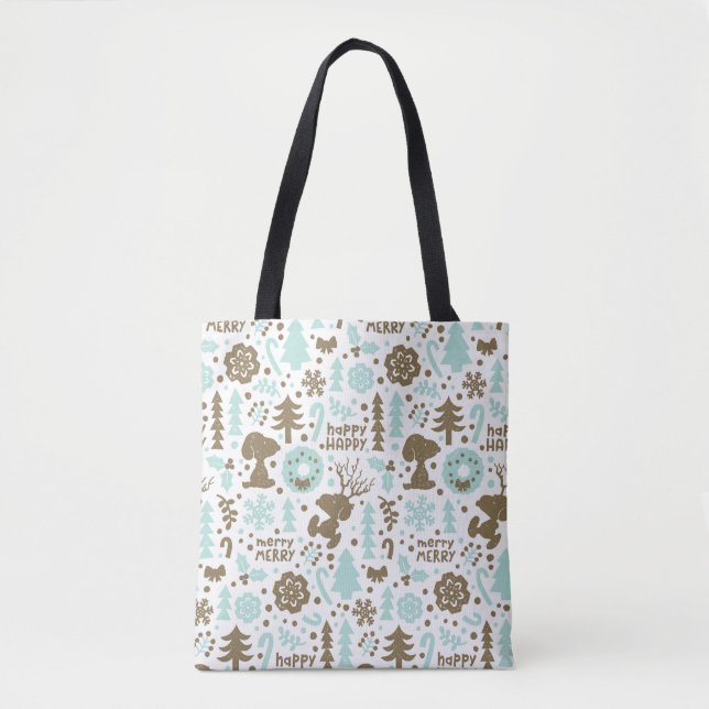 Peanuts | Snoopy Frosty Christmas Pattern Tote Bag (Front)