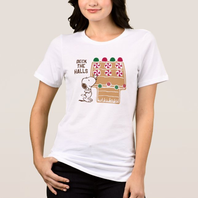 Peanuts | Snoopy Gingerbread House Tri-Blend Shirt (Front)