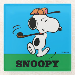 Peanuts   Snoopy Golf Swing Glass Coaster