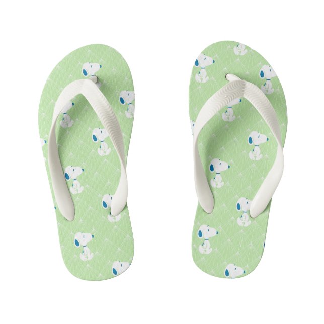 Peanuts | Snoopy Green Deco Dreams Pattern Kid's Jandals (Footbed)
