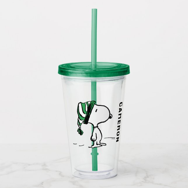 Peanuts | Snoopy Green Snow Cap Acrylic Tumbler (Front)