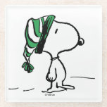 Peanuts | Snoopy Green Snow Cap Glass Coaster<br><div class="desc">Check out this fun Peanuts design featuring Snoopy.</div>
