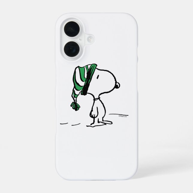 Peanuts | Snoopy Green Snow Cap iPhone 16 Case (Back)