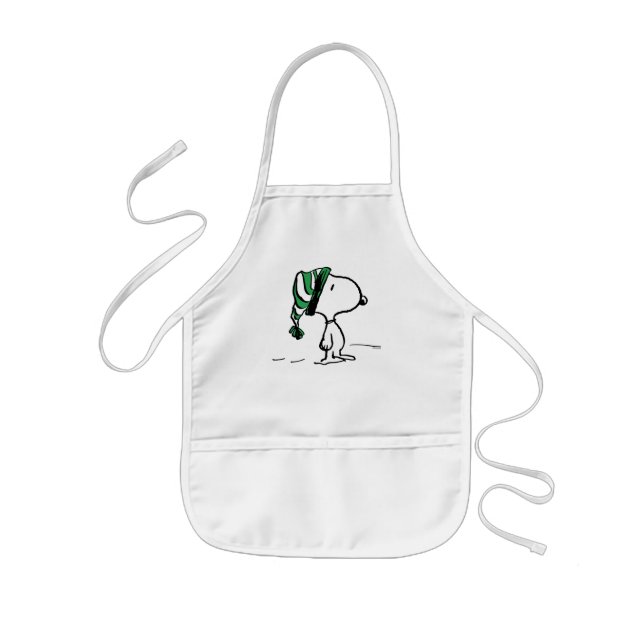 Peanuts | Snoopy Green Snow Cap Kids Apron (Front)