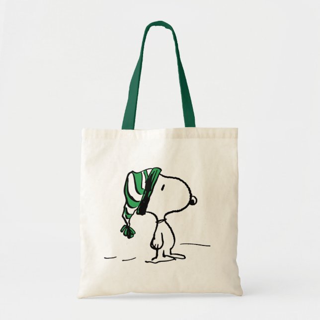 Peanuts | Snoopy Green Snow Cap Tote Bag (Front)