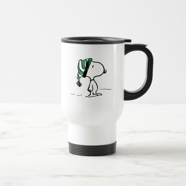 Peanuts | Snoopy Green Snow Cap Travel Mug (Right)