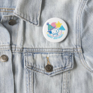 PEANUTS   Snoopy Happy Birthday Balloons 6 Cm Round Badge