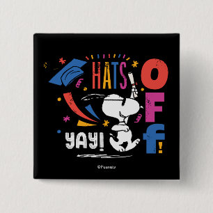 Peanuts Snoopy Hats Off To You Graduation Congrats 15 Cm Square Badge