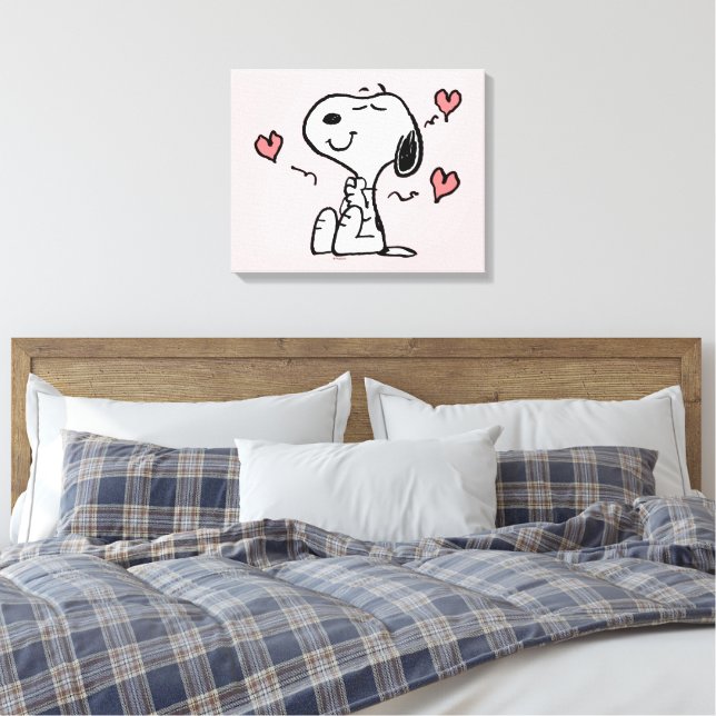 Peanuts | Snoopy Hearts Canvas Print (Insitu(Bedroom))