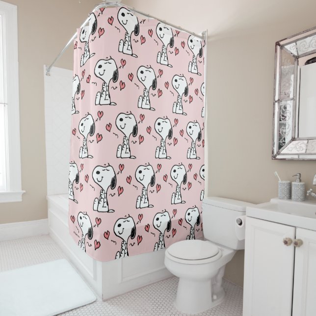 Peanuts | Snoopy Hearts Shower Curtain (In Situ)