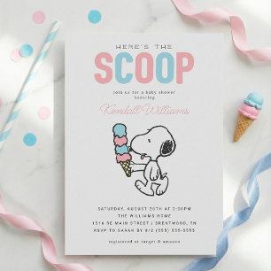Peanuts Snoopy   Here's the Scoop - Baby Shower Invitation