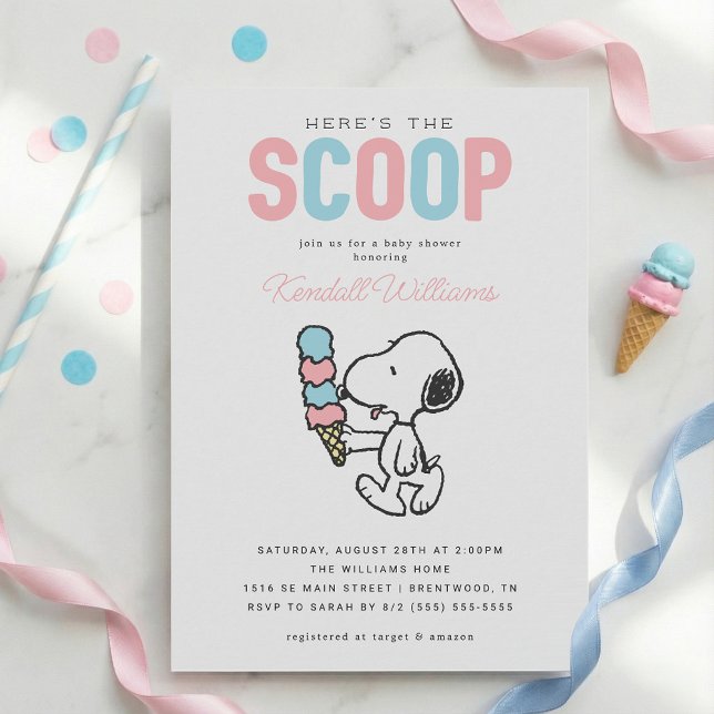 Peanuts Snoopy | Here's the Scoop - Baby Shower Invitation (Creator Uploaded)