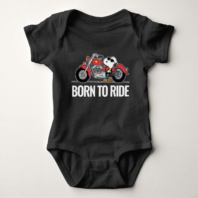 Peanuts | Snoopy & His Motorcycle Baby Bodysuit (Front)