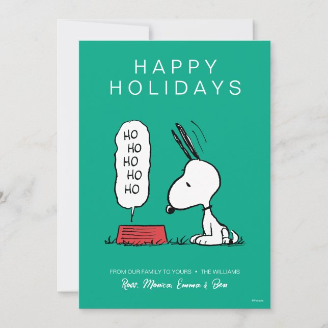 Peanuts | Snoopy Ho Ho Ho Food Dish Holiday Card (Front)