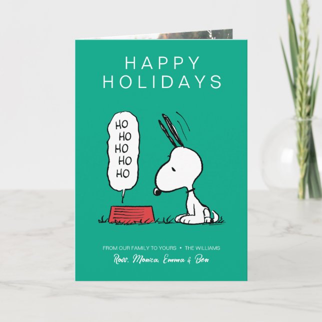 Peanuts | Snoopy Ho Ho Ho Food Dish Holiday Card (Front)