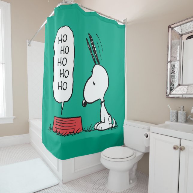 Peanuts | Snoopy Ho Ho Ho Food Dish Shower Curtain (In Situ)