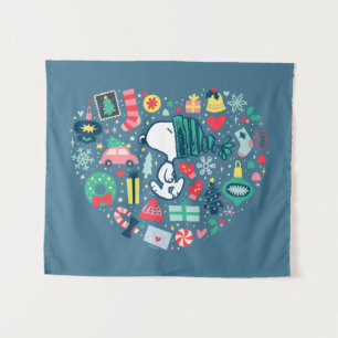 Peanuts   Snoopy Holiday Happiness Heart Tapestry